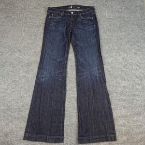 7 For All Mankind Dojo Jeans Womens 30 Dark Wash Blue Wide Leg Stretch Denim